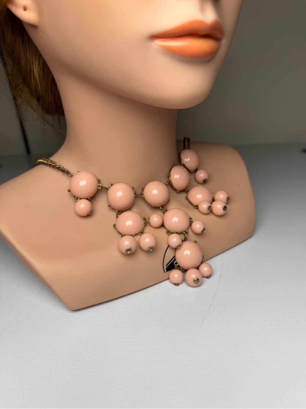 Peach Bubble Cluster Bib Necklace